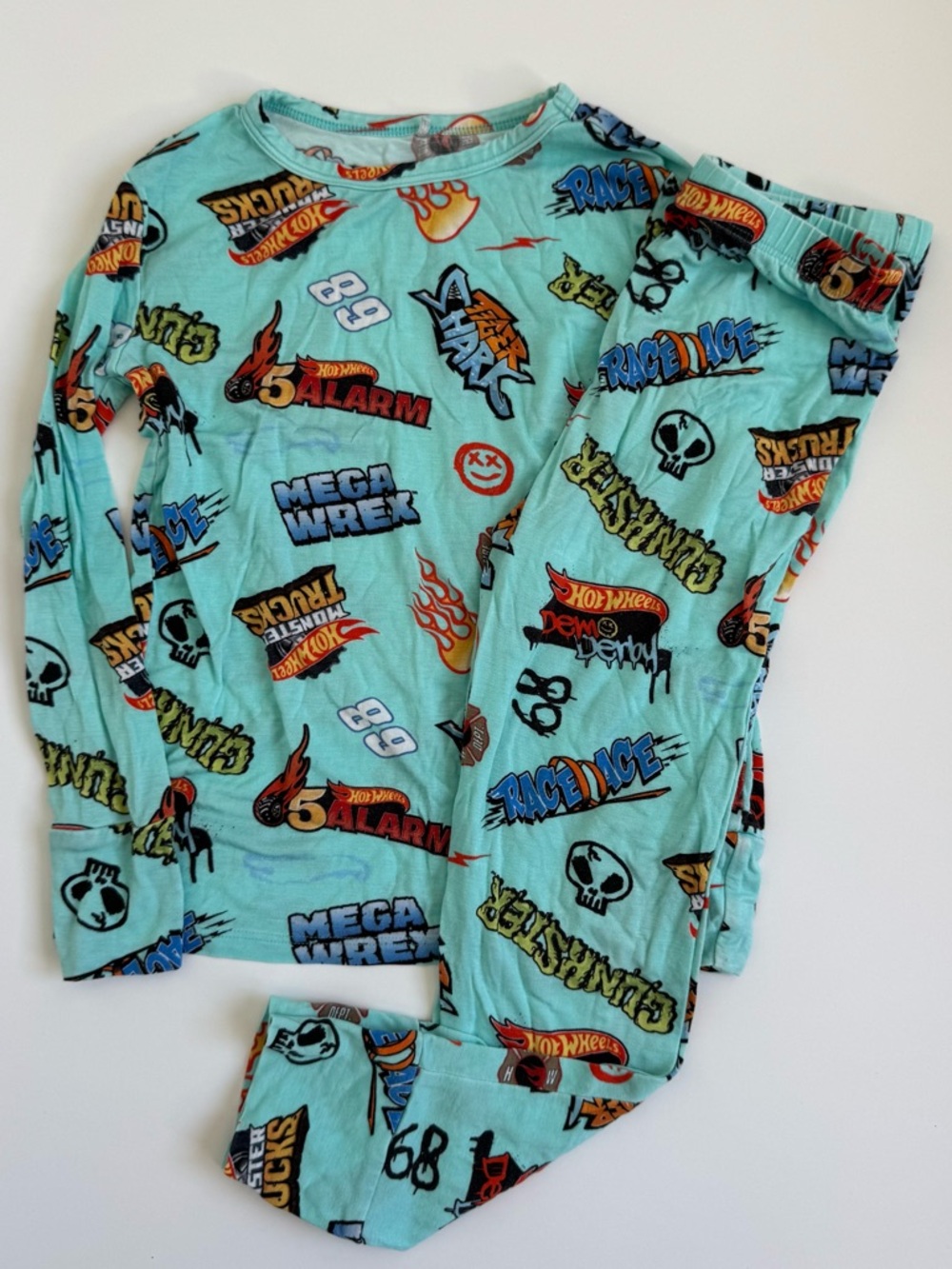 Posh Peanut Aqua Hot Wheels Graphic Pajama Set